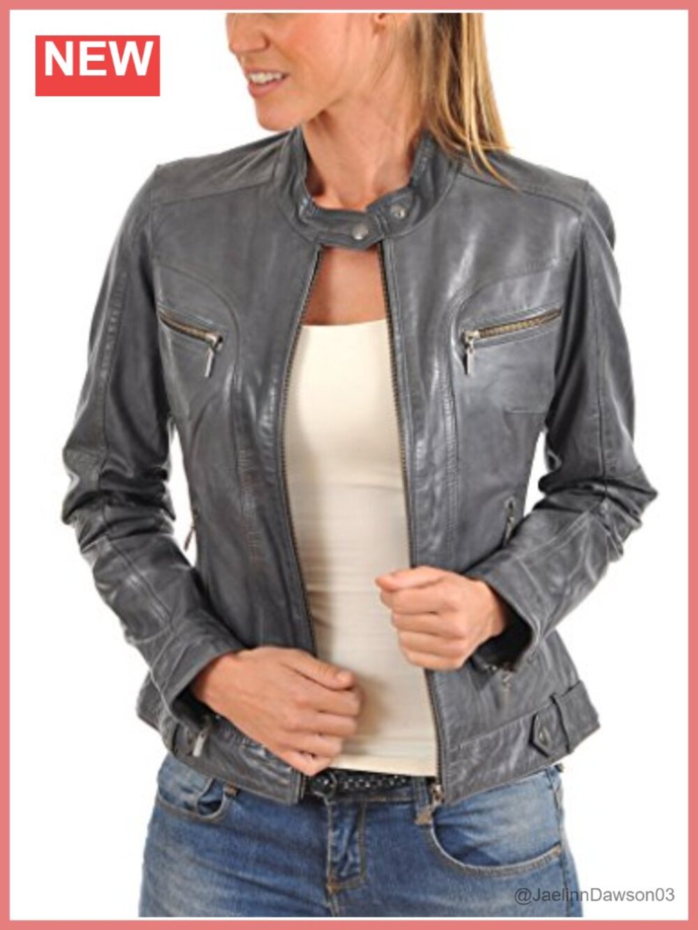 Lambskin Leather Bomber Biker Jacket Slim Fit Aviator